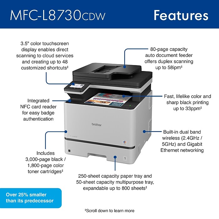 Brother MFC-L8730CDW Wireless Color All-In-One Laser Printer, Best