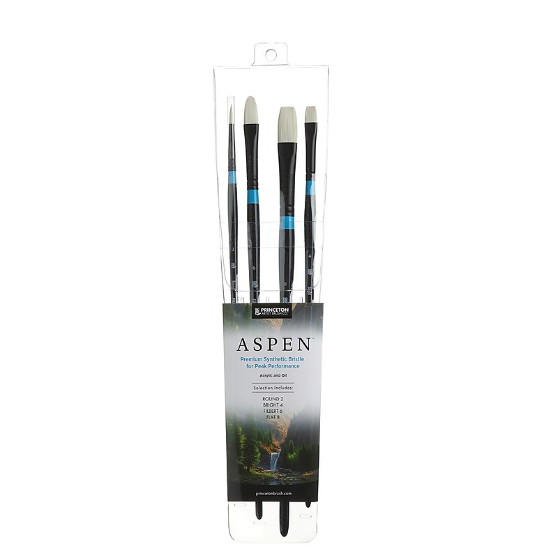Princeton Aspen Oil and Acrylic Synthetic Variety Brush Set, 4/Pack (PBXP6500SET400) image 1