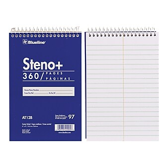 Blueline Steno+ Pad, 6" x 9", Pitman-Ruled, Blue, 180 Sheets/Pad (AT12B)