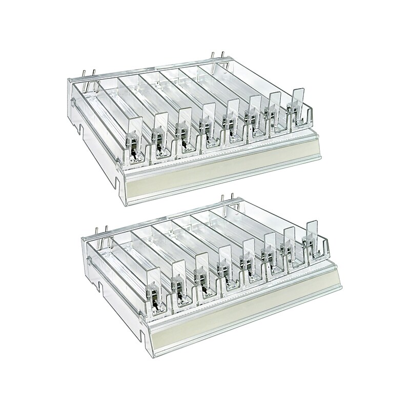 Azar 2.63" x 12" Pegboard 8-Compartment Cosmetic Tray, Clear, 2/Pack (225830-8COMP-CLR-2PK) image 1