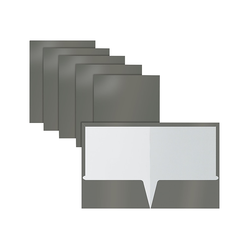 Better Office Glossy 2-Pocket Portfolio Folder, Gray, 25/Pack (80173-25PK) image 1