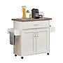 Techni Home Deluxe Mobile Kitchen Island Cart with Water Resistant Top, Storage Cabinets with Adjustable Shelves, and Spice Rack~#|#~791CAE06-B307-41D3-9C687326B35C35E6_sc7