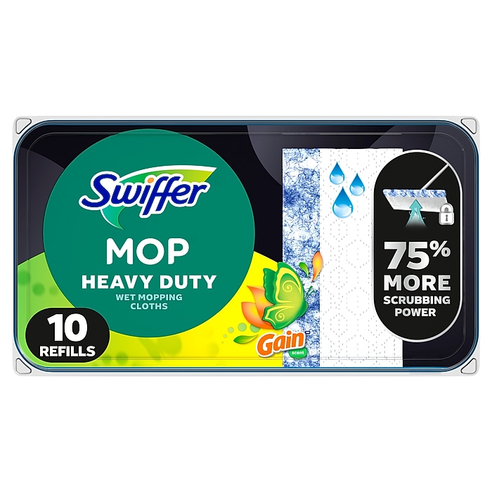 Swiffer Heavy-Duty Wet Cloths, Gain Scent, White, 10/Pack (76471