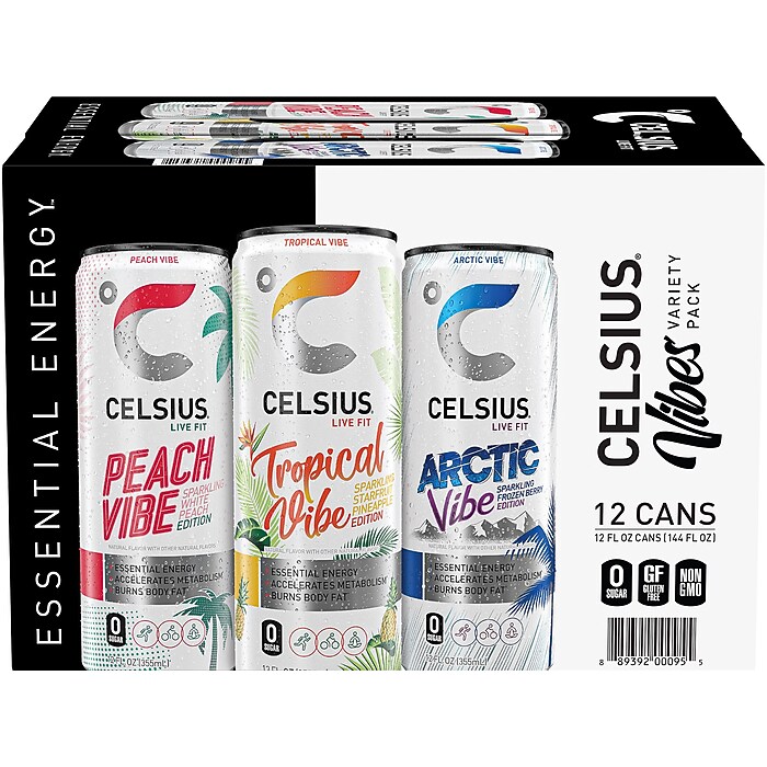 Celsius Sugar-Free Variety Pack Sparkling Energy Drink, 12 oz., 12