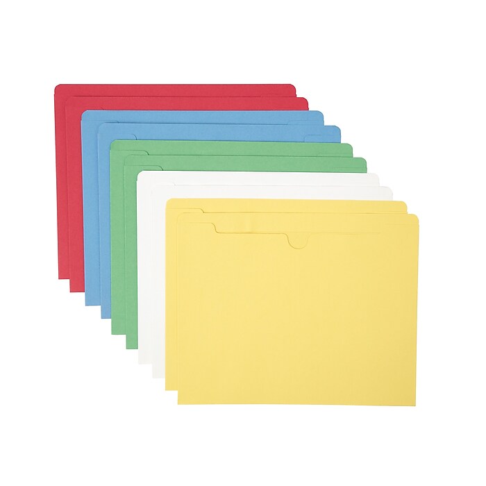 Staples File Jackets, Letter Size, Assorted Colors, 10/Pack