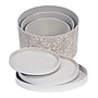 Household Essentials 3-Piece Scallop Print Round Hat Boxes with Faux Leather Lids, Olive/Cream (HH629-1)~#|#~792DB63D-A2F2-4F9F-A117D5D3C5CC33BC_sc7