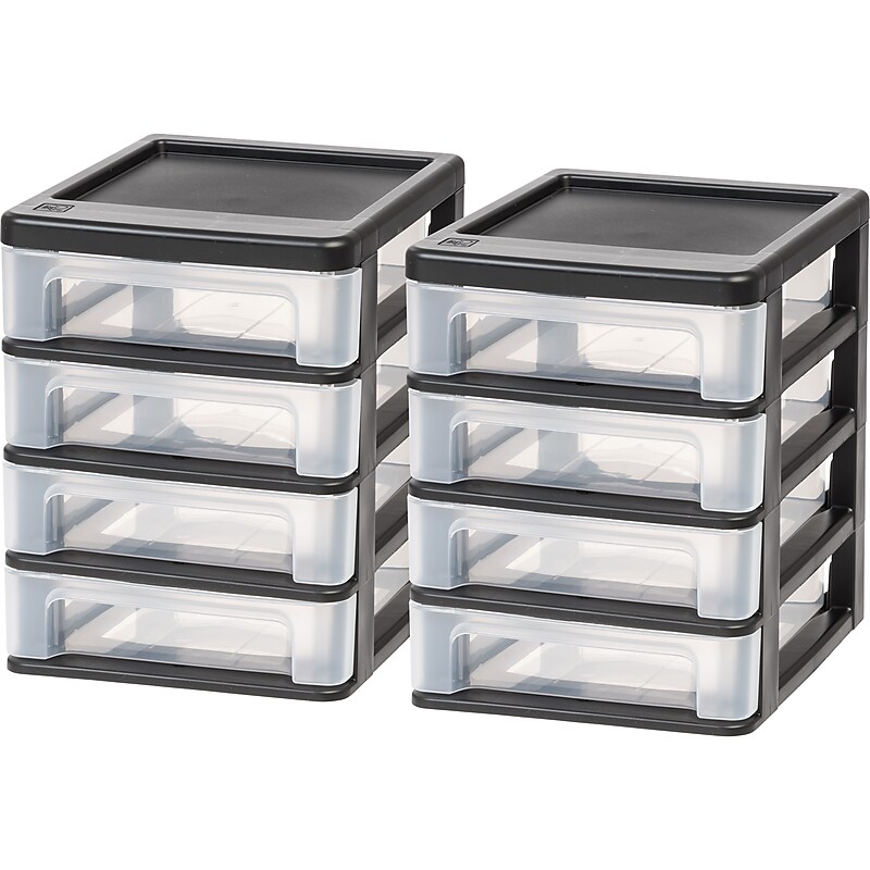 Iris 4-Drawer Desktop Unit, Black/Clear, 2/Pack (586014) image 1