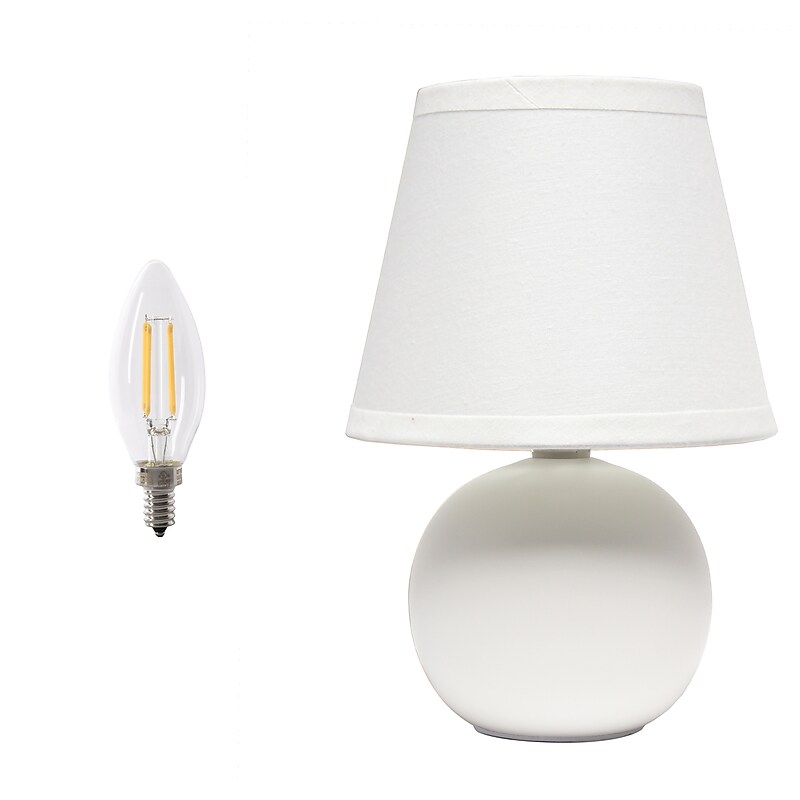 Simple Designs Compact Ceramic Globe 8.66" LED Table Lamp, Off White (LT2008-OFF-LB) image 1
