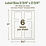 Avery Square Laser/Inkjet Multipurpose Labels, 2-3/4" x 2-3/4", Off-White (480/Box)~#|#~79576AFF-3987-404C-AF2C092C282B3676_sc7