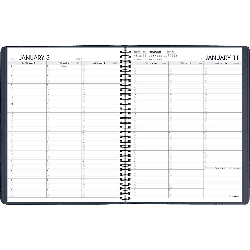 2026 AT-A-GLANCE 8.25" x 11" Weekly Appointment Book Planner, Faux Leather Cover, Navy (70-950-20-26) image 1