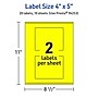 Avery Laser/Inkjet Rectangle Multipurpose Labels, 4" x 5", Neon Yellow, 20/Pack (94253)~#|#~79657778-ED73-492A-BBA3B9837A73BF21_sc7
