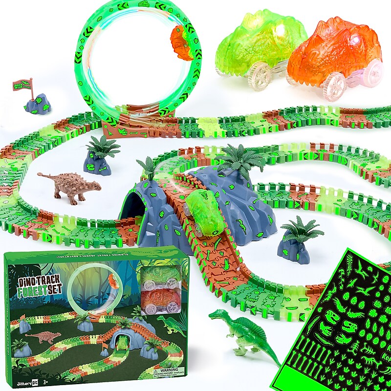 JitteryGit Dino Forest Race Track Site Toy Set, Multicolored (000635983088648) image 1
