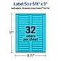 Avery Printable Rectangle Multipurpose Labels, 5/8" x 3", Bright Blue, 640/Pack (94214)~#|#~79694839-FA6E-4A77-875D75545F52632A_sc7