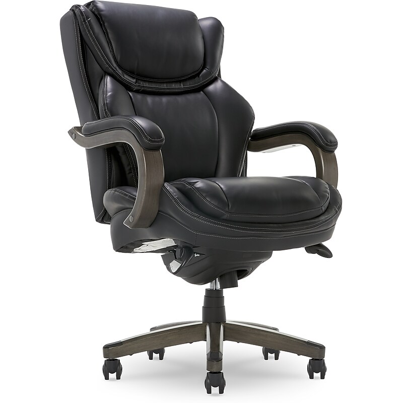 La-Z-Boy Harnett Ergonomic Faux Leather Swivel Executive Chair, Black (46253A) image 1