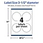 Avery TrueBlock Laser/Inkjet Circle Multipurpose Labels, 3.5" Dia., White, 100/Pack (94514)~#|#~7983F805-6F46-4FA8-B5BC46D841950D54_sc7