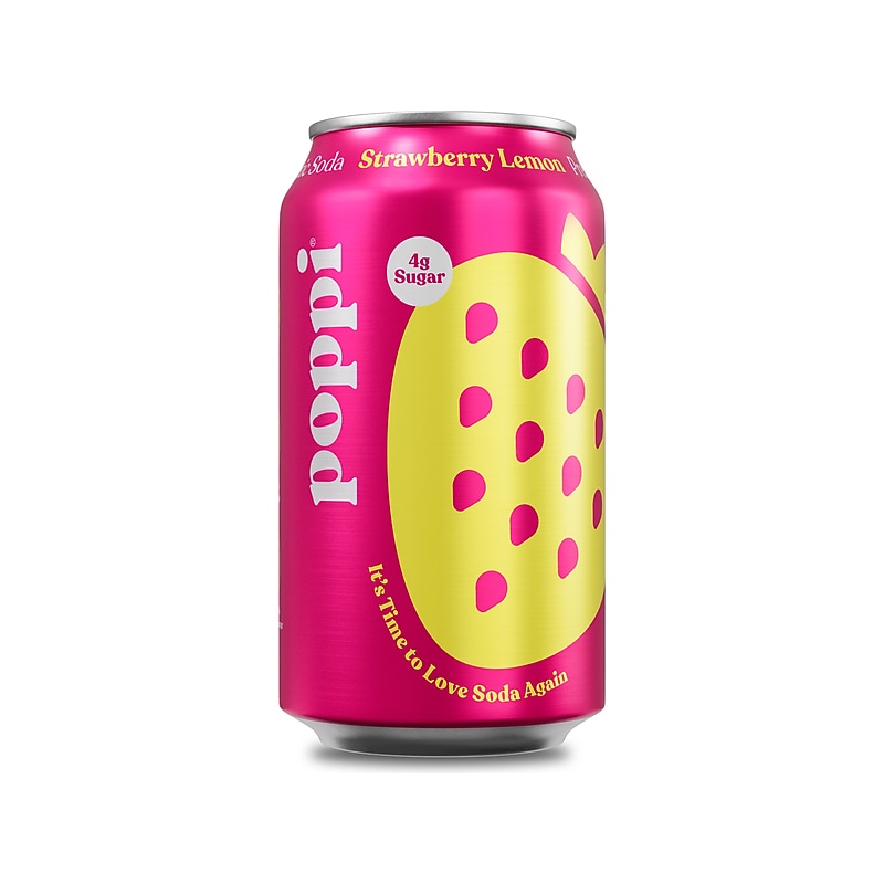 Poppi Prebiotic Strawberry Lemon Soda, 12 fl. oz., 12 Cans/Case (XNA71014) image 1