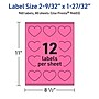 Avery Laser/Inkjet Heart Multipurpose Labels, 2-9/32" x 1-27/32", Bright Pink, 960/Box (94603)~#|#~798918D5-F37C-473E-B525704EC43BE097_sc7