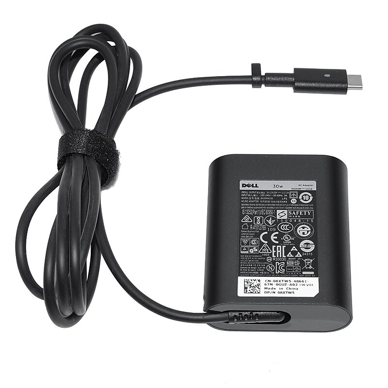 Dell 30W USB-C Power Adapter For Dell XPS 12 9250, Latitude 12 7275, and Latitude 13 E7370 Laptop, Black (DA30NM150) image 1