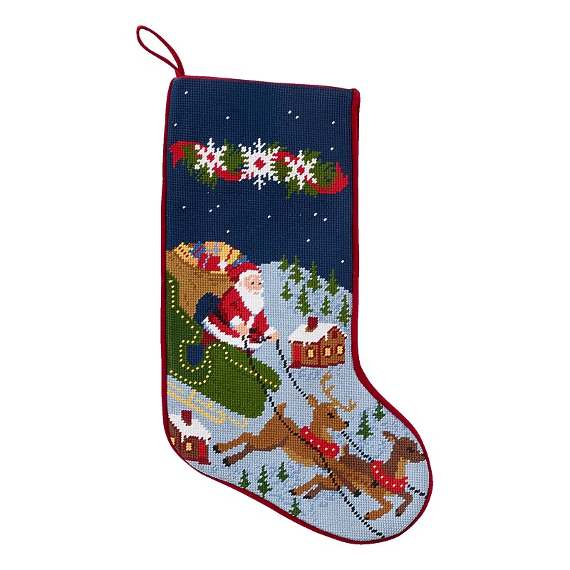 L.L.Bean Needlepoint Christmas Stocking, Reindeer (0LWG706000) image 1