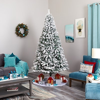 Nearly Natural 8' Flocked Rock Springs Spruce Artificial Christmas Tree - Thumbnail 2