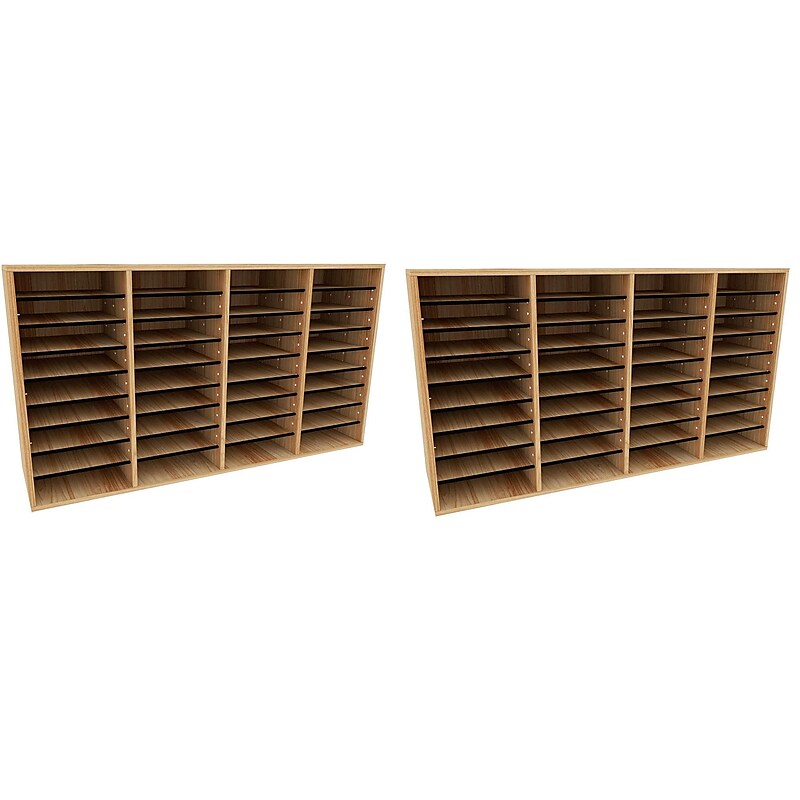 AdirOffice 500 Series 36-Compartment Literature Organizers, 39.3" x 11.8", Medium Oak, 2/Pack (500-36-MEO-2PK) image 1