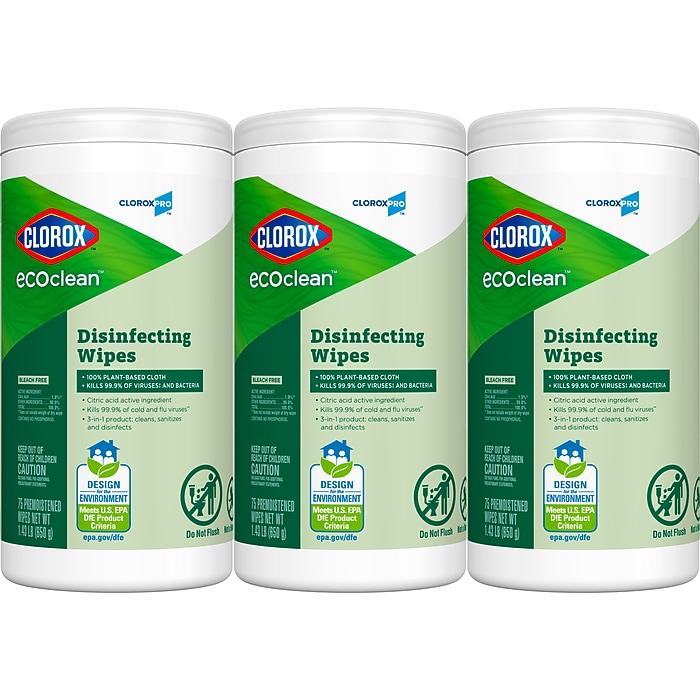 CloroxPro Clorox EcoClean Disinfecting Wipes, 75 Wipes/Container