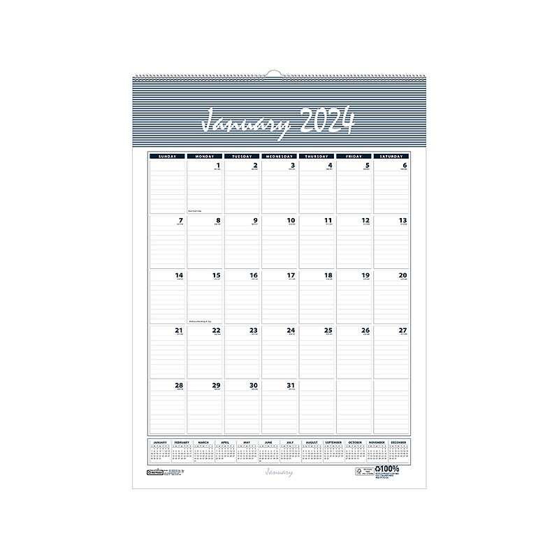 2024 House of Doolittle Bar Harbor 12" x 17" Monthly Wall Calendar, Wedgwood Blue/Gray (332-24) image 1
