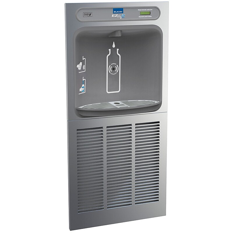 Elkay ezH20 Recessed Hands Free Bottle Filler with Green Ticker and Cooler, 19-1/2" (EZWS8K) image 1