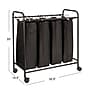 Household Essentials 4-Section Rolling Laundry Sorter, Polyester, Black (HE1112)~#|#~79AF641F-FE5A-49E3-9C98229960384A90_sc7
