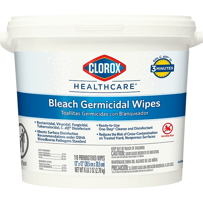 衛生日用品 kzm Clorox Healthcare Bleach Germicidal Wipes Bucket, 110 Wipes