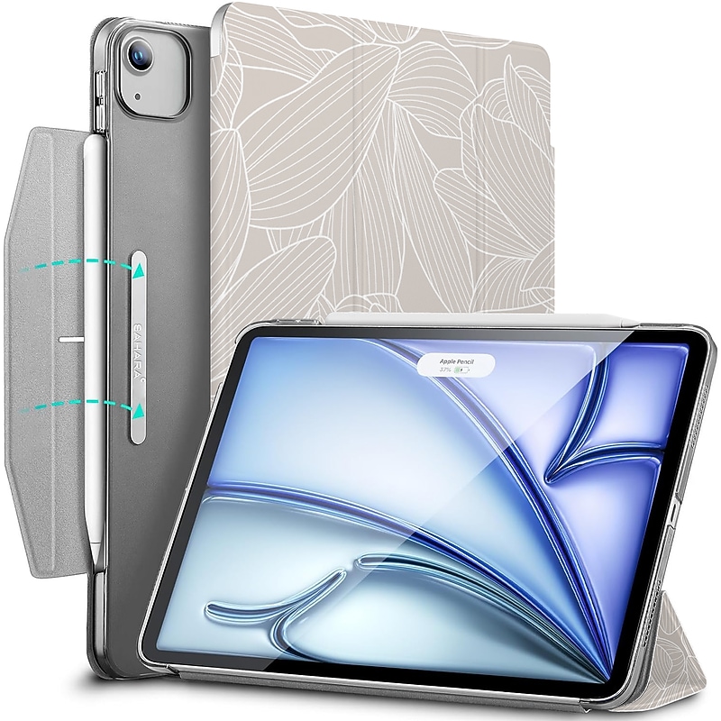 SaharaCase Venture Series Tri-Fold Folio Case for iPad Air 13" (M3/M2), Flower Gray (TB00413) image 1