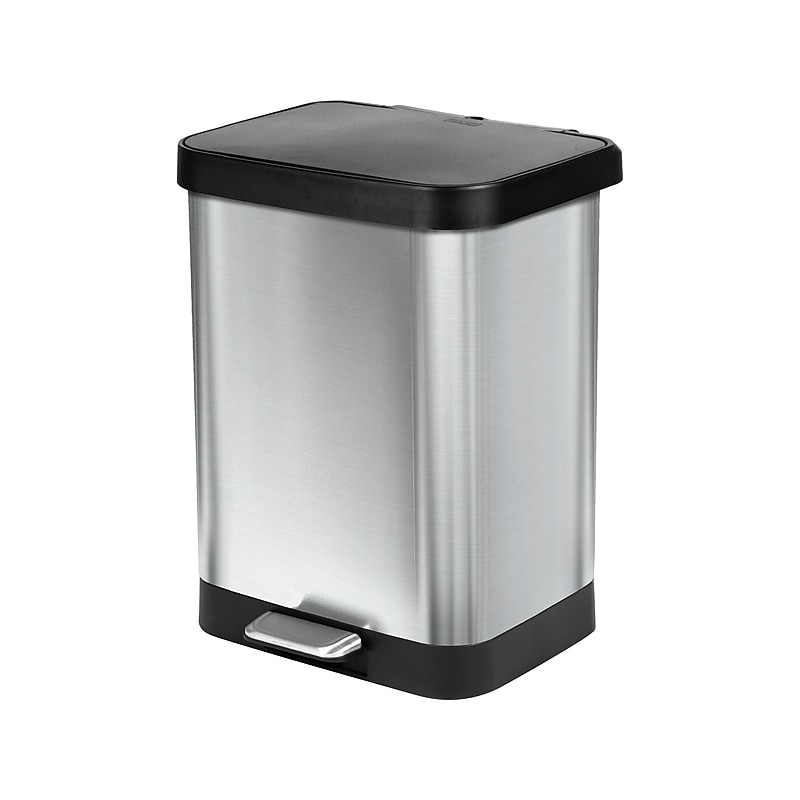 Glad Step Trash Can, 13-Gallon, Stainless Steel (GLD-74506) image 1