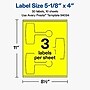 Avery Laser/Inkjet Sealing Labels, 5-1/8" x 4", Neon Yellow, 30 Labels/Pack (19479370728)~#|#~79C4A818-565F-468A-A07C6D5131C752D0_sc7