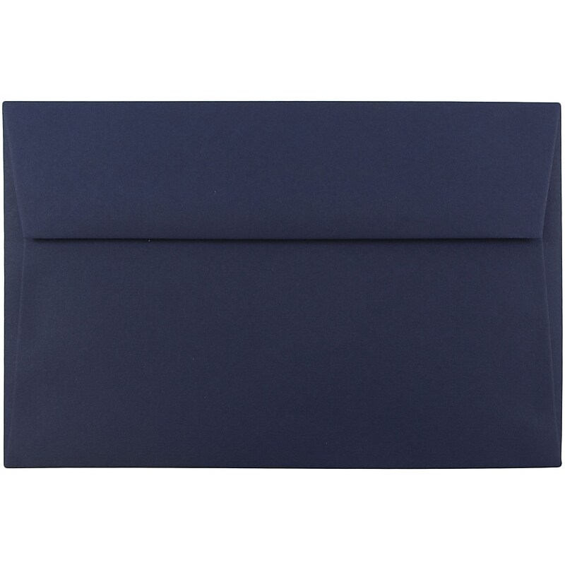 JAM Paper A9 Booklet Envelope 5 3/4" x 8 3/4", Navy Blue, 100/Pack (LEBA792d) image 1