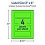 Avery Laser/Inkjet Multipurpose Rectangle Labels, 2" x 6", Neon Green, 40/Pack (94242)~#|#~79C9D6F2-75CD-47AC-A577F3B8AAB6C98B_sc7