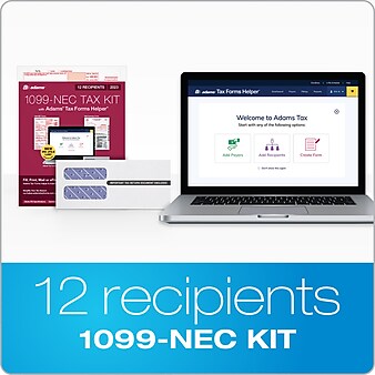 Adams 2023 1099-NEC Tax Forms Kit with Self Seal Envelopes and Adams Tax Forms Helper, 12/Pack (STAX512NEC-23)