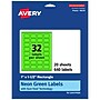Avery Laser/Inkjet Multipurpose Rectangle Labels, 1" x 1.5", Neon Green, 640/Pack (94219)~#|#~79CEF02F-C457-49DC-AC94CC22039D40D4_sc7