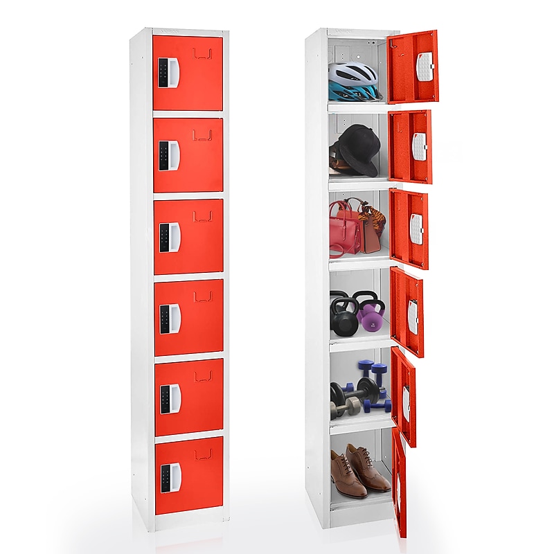 AdirOffice 72"H 6-Tier Red Storage Locker (ADI629-206-RED-DL) image 1