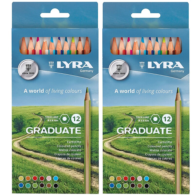 Lyra Graduate Colored Pencil Set, Assorted Colors, 12 Pencils/Set, 2 Sets/Bundle (LYXL2871121-2) image 1