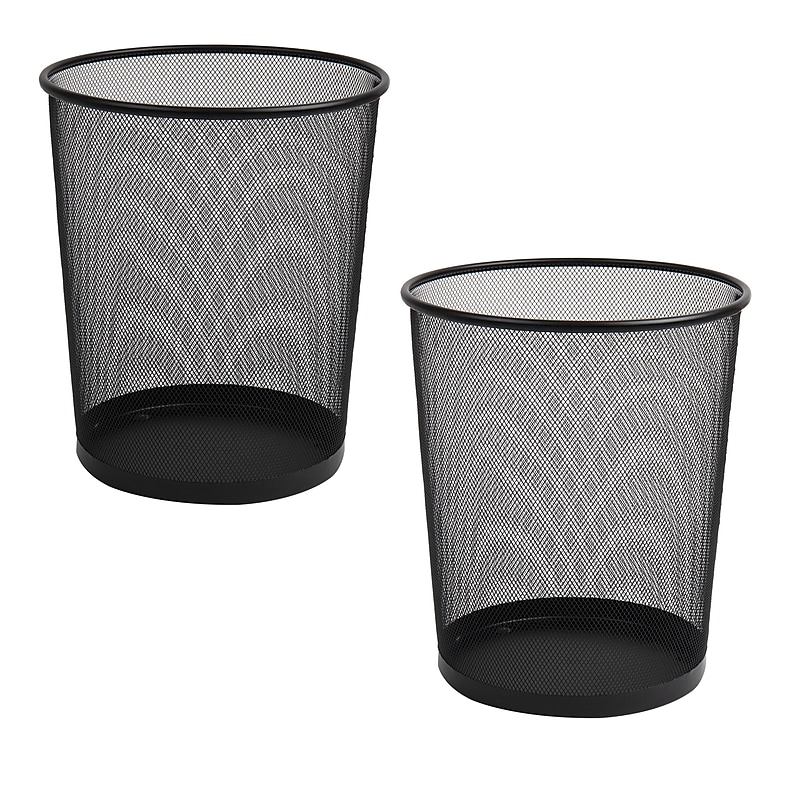 Mind Reader Metal Mesh Trash Can Without Lid, 4.4 Gallon, Black, 2/Pack (2CIRGA-BLK) image 1