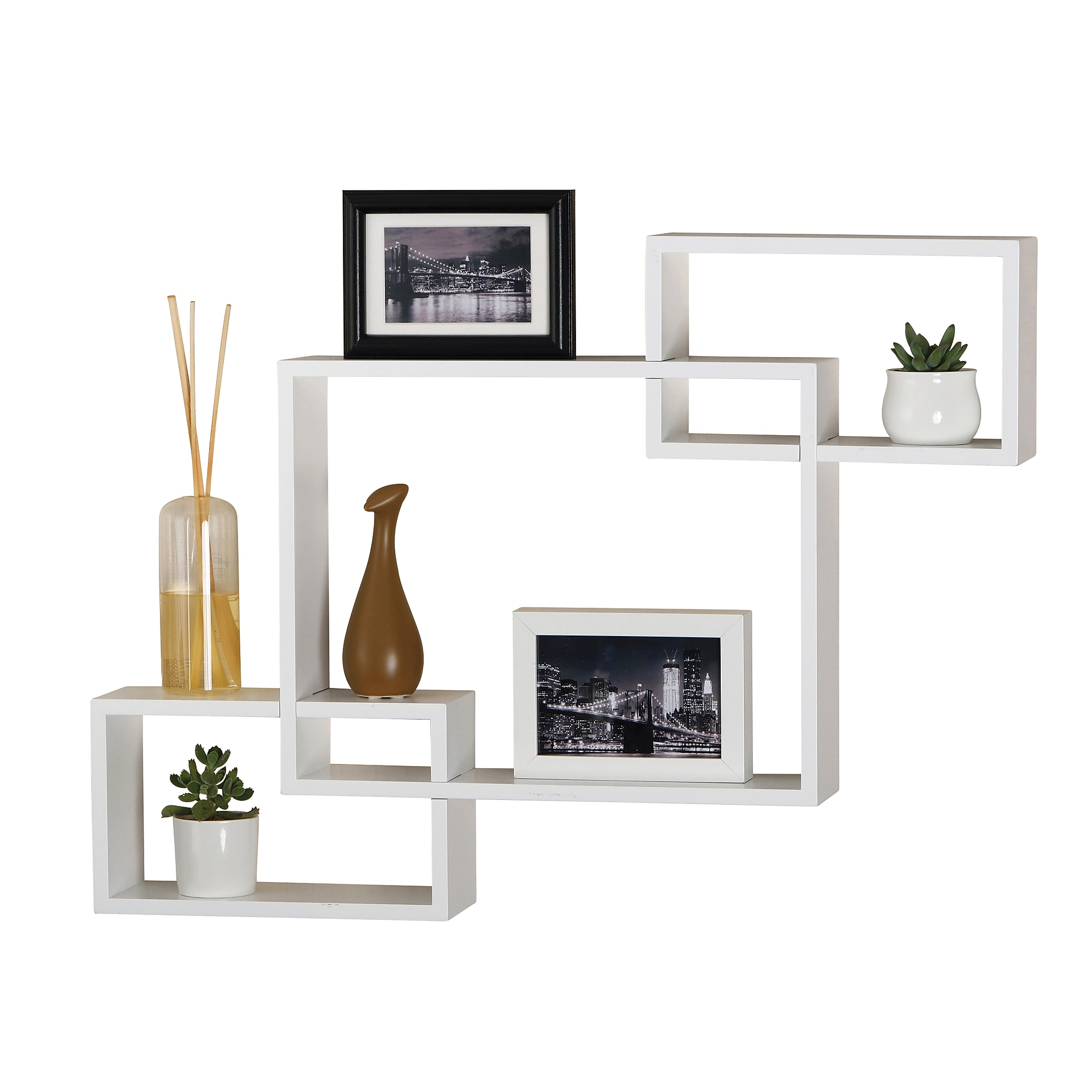V-Light 6-Shelf Wood Mounted Decorative Unit, 27.4″, White (VW161016W) Sansujyuku sansujyuku.com
