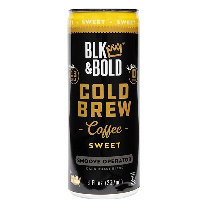 BLACK 珈琲 BLK & Bold Sweet Cold Brew Coffee, Dark Roast, 8 fl. oz., 12