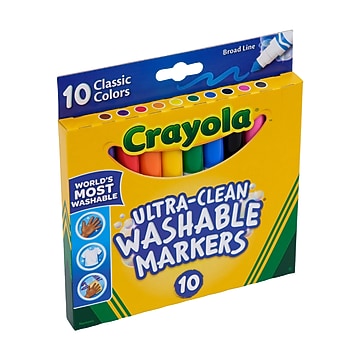 Crayola Kid's Markers, Broad Line, Assorted Colors, 10/Pack (58