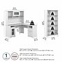 Bush Furniture Cabot 60"W L Shaped Computer Desk with Hutch and 5 Shelf Bookcase, White (CAB011WHN)~#|#~79EF7C7C-972F-4B01-BE990CC0EA92B625_sc7