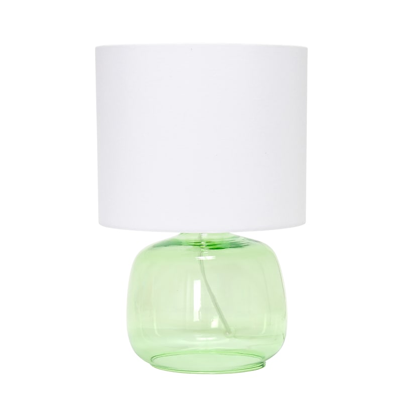 Creekwood Home Round Modern Glass 13.75" LED Table Lamp, Green/White (CWT-1015-GW) image 1