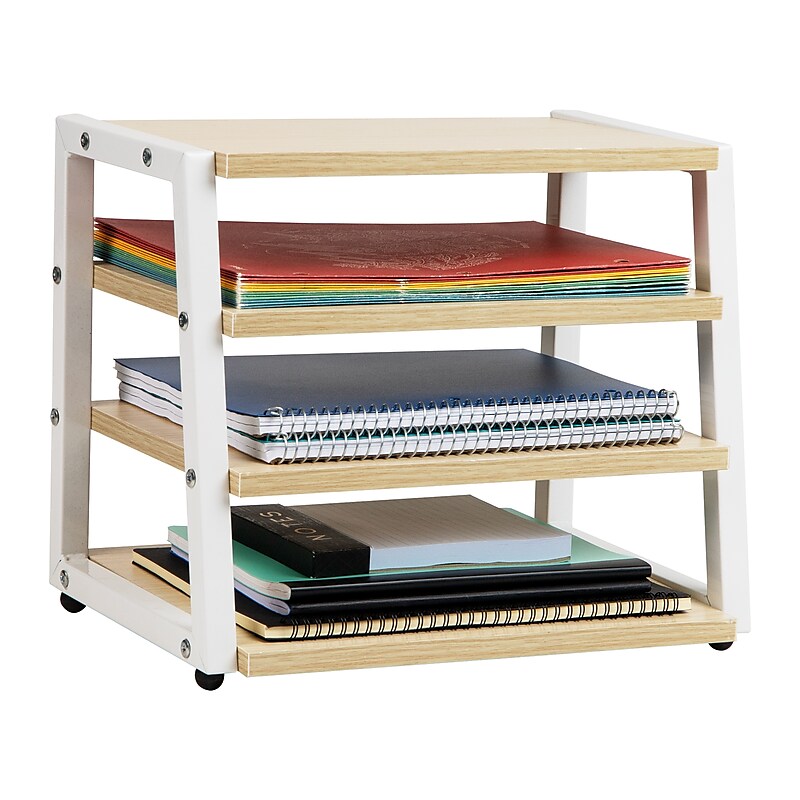 Mind Reader 4-Tier Metal Front Loading Letter Tray, Letter/Legal Size, White (DESHELV4-WHT) image 1