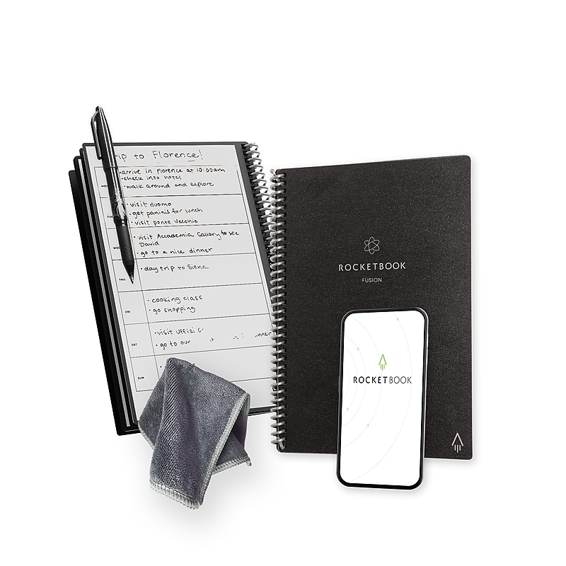 Rocketbook Fusion Reusable Notebook Planner Combo, 6" x 8.8", 42 Sheets, Black (EVRF-E-RC-A-FR) image 1