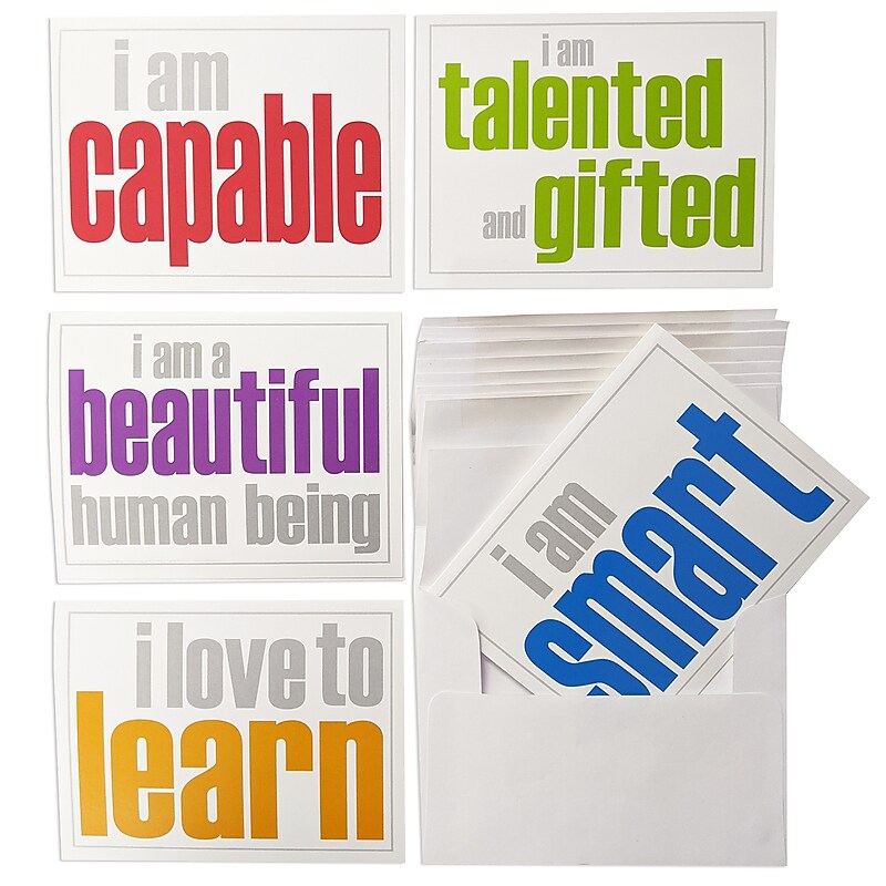 Inspired Minds Self-Esteem Booster Uncoated Blank Cards, Multicolored, 10 Cards/Pack, 2/Bundle (ISM52351NC-2) image 1