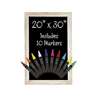 Excello Global Products Magnetic Wall Chalkboard, Rustic White, 30" x 20" (GPP-0011)