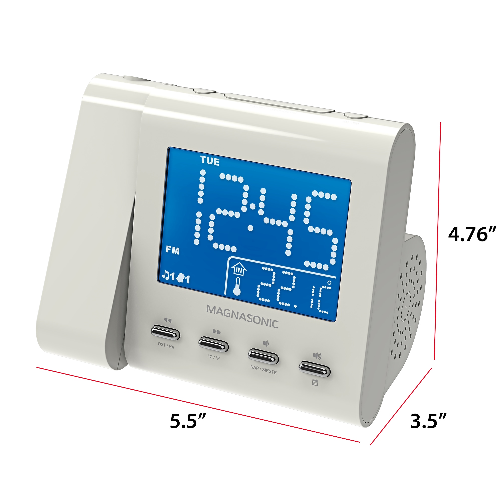 Magnasonic Projection Alarm Clock with AM/FM Radio, White (EAAC601W) Sansujyuku sansujyuku.com